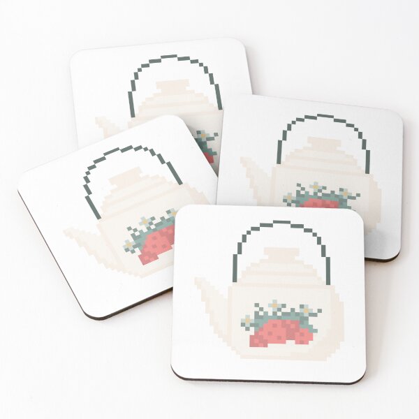 Item preview, Pixel art tea pot cottage gamer core strawberries designed and sold by Allison Scianna.