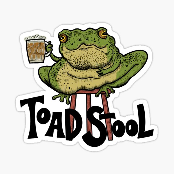 Toad on a stool drinking beer Sticker