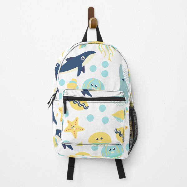 Item preview, Cute Whale and Jellyfish Pattern (pastel blue and yellow) designed and sold by Dorina Larsdotter.