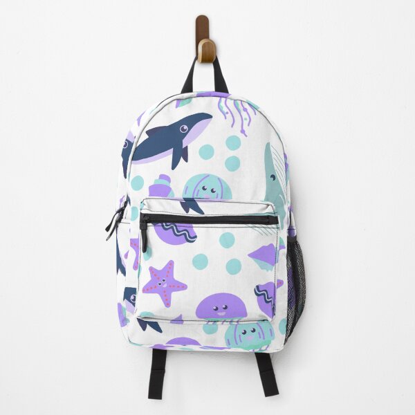 Item preview, Cute Whale and Jellyfish Pattern (pastel blue and purple) designed and sold by Dorina Larsdotter.