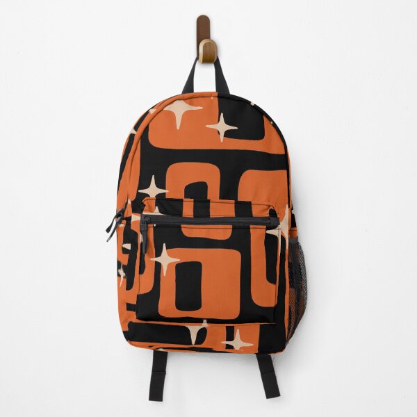 Item preview, Retro Mid Century Modern Abstract Pattern 189 Black Orange and Beige designed and sold by tonymagnerart.