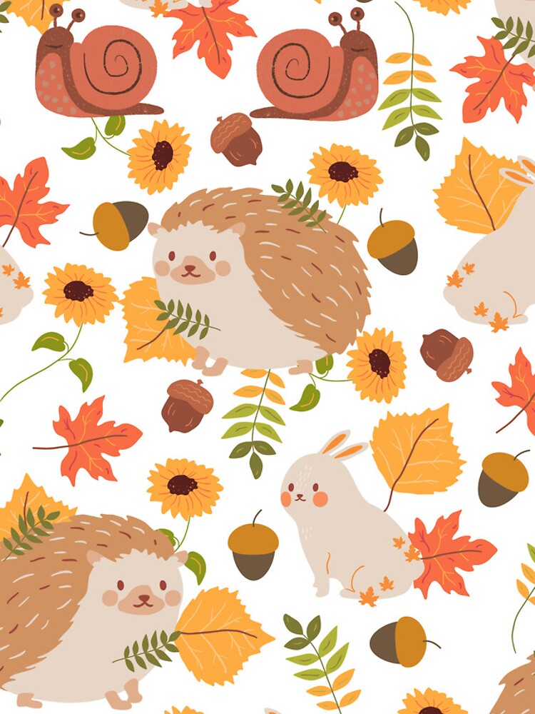Thumbnail 4 of 4, iPhone Case, Hedgehog, Snail, Rabbit Autumn Pattern (fall version) designed and sold by SaintDorina.
