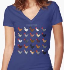 Chicken collector Women's Fitted V-Neck T-Shirt
