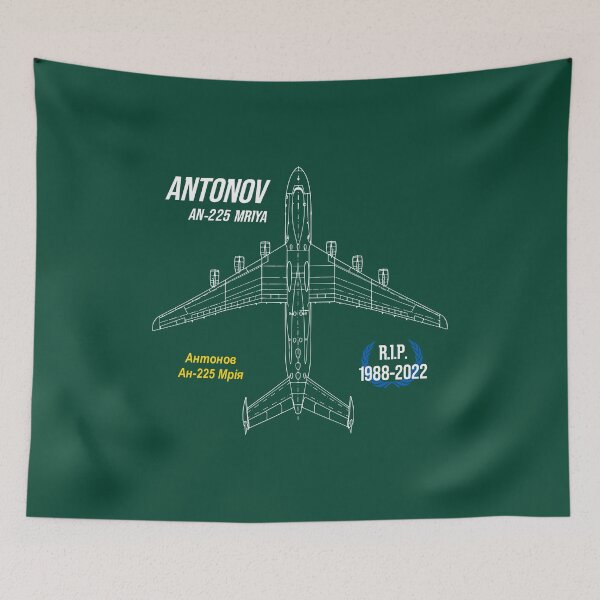 Item preview, AN-225 Antonov Mriya Cargo Plane RIP Poster green edition designed and sold by angelisart.