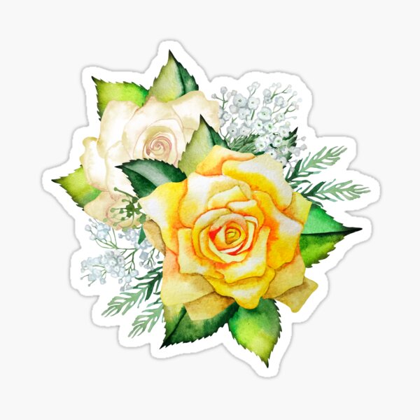 Watercolor yellow roses Sticker
