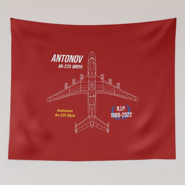Item preview, AN-225 Antonov Mriya Cargo Plane RIP Poster red edition designed and sold by angelisart.