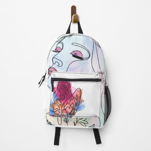 Item preview, Botanical watercolor woman butterfly and plants line drawing art designed and sold by Emily Roberts.