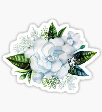 Watercolor gardenia and gypsophila vignette Sticker