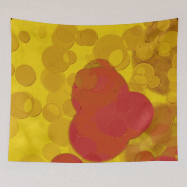 Item preview, Red abstract bubbles on yellow texture designed and sold by Bepslabor.