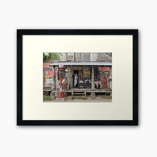 Sunday afternoon in a country store in Gordonton, North Carolina, 1939. Framed Art Print