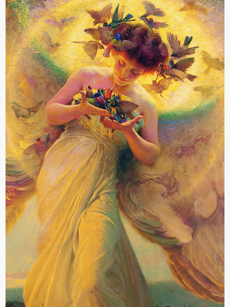 Angel Of The Birds” By Franz Dvorak" Sticker By PatricianneK | Redbubble