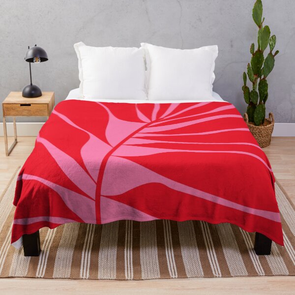Pink and Red Leaf Throw Blanket