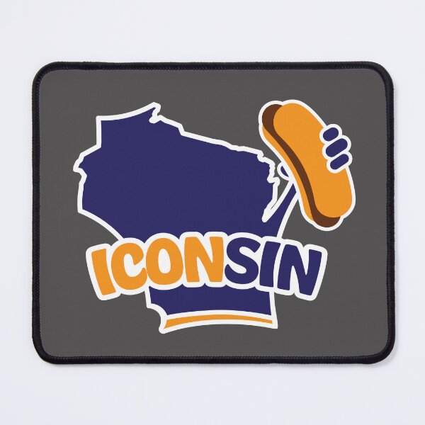 Item preview, Wisconsin is Arched Iconsin (blue and gold) Brat designed and sold by gstrehlow2011.