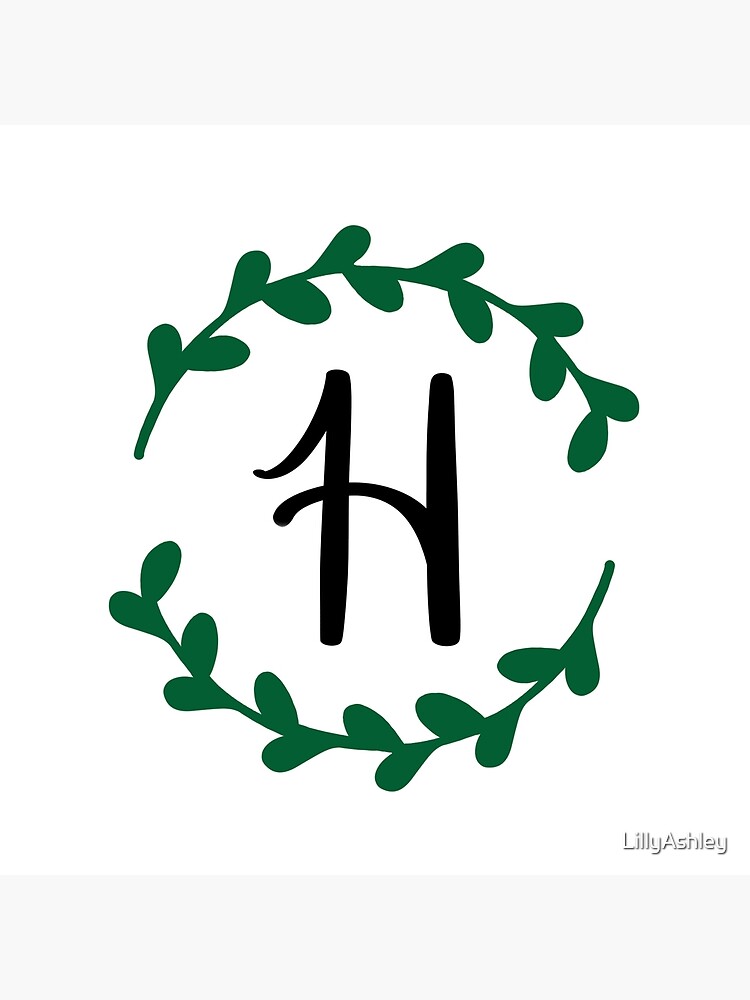 Thumbnail 2 of 2, Art Board Print, H Monogram Wreath designed and sold by LillyAshley.