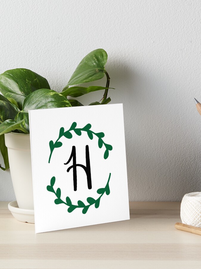 Thumbnail 1 of 2, Art Board Print, H Monogram Wreath designed and sold by LillyAshley.