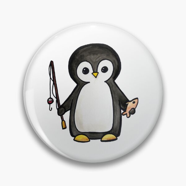 Item preview, Fishing Penguin Watercolor Art designed and sold by kmstudio.