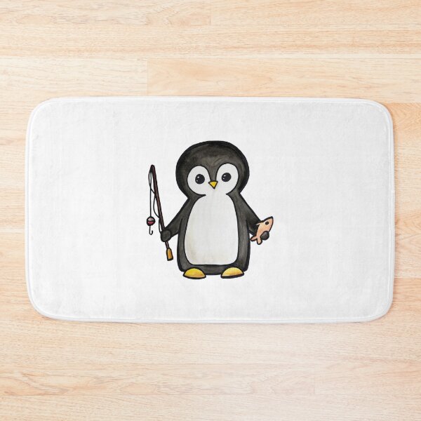 Item preview, Fishing Penguin Watercolor Art designed and sold by kmstudio.