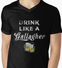Drink Like A Gallagher, St. Patricks Day Men's V-Neck T-Shirt