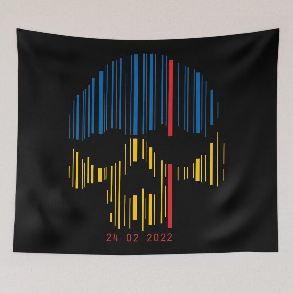 Item preview, Skull in the colors of the Ukrainian flag designed and sold by etraveler.