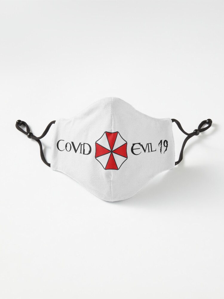 Aperçu 2 sur 7. Masque avec l'œuvre Covid Evil 19 blanc créée et vendue par M1D33L.