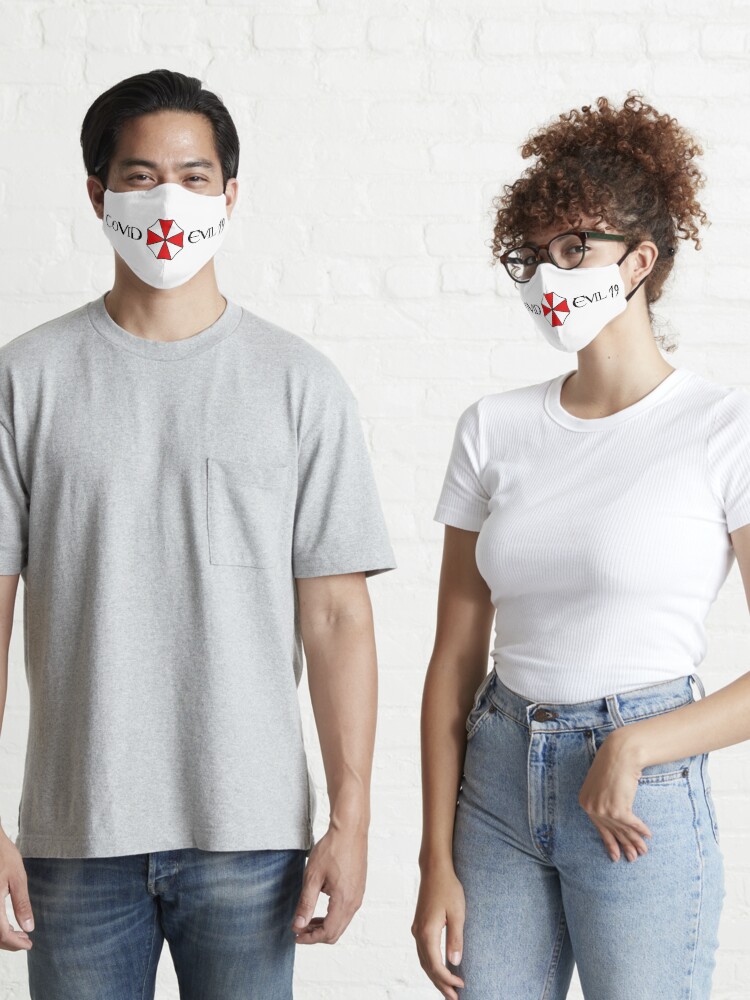 Aperçu 1 sur 7. Masque avec l'œuvre Covid Evil 19 blanc créée et vendue par M1D33L.
