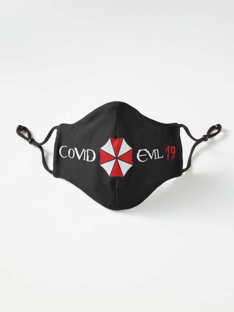 Aperçu 2 sur 7. Masque avec l'œuvre Covid Evil 19 noir créée et vendue par M1D33L.