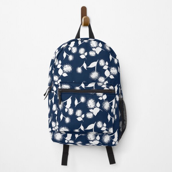 Item preview, White Block Print Wildflowers (Navy) designed and sold by HildegunStudio.