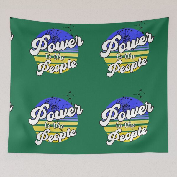 Item preview, Power to the People, Blue Yellow Retro Peace Dandelion Gift for Grandpa designed and sold by DiensDesign.
