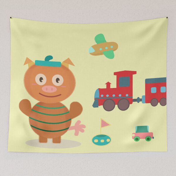 Item preview, Traveling Wooden Piggy with Its Toys designed and sold by MILdecals.