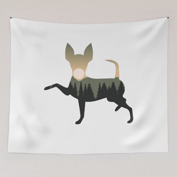 Item preview, miniature pinscher dog forest mountain sunset gift designed and sold by alaechamlal.