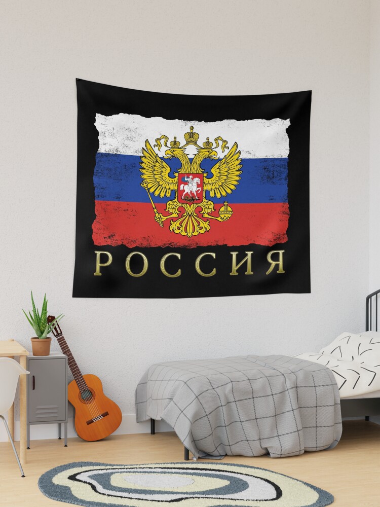 Russia flag ensign coat of arms with eagle Tapestry by Mapeti