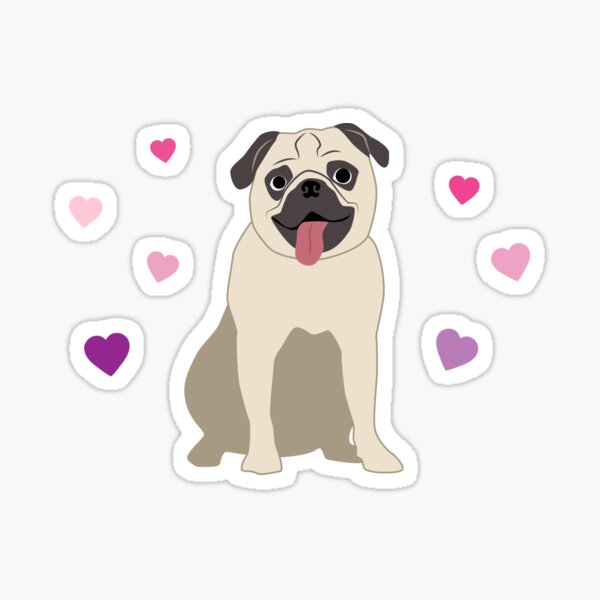 Pug Dog Puppy Print Dogs  #46219 2 x Heart Stickers 10 cm 