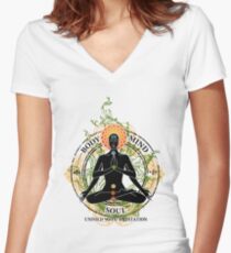 Yoga : Mind Body and Soul KUNDALINI Women's Fitted V-Neck T-Shirt