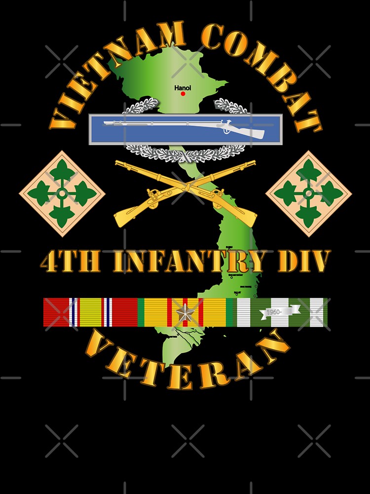 Vietnam Combat Infantry Veteran W 4th Inf Div Ssi V1 T-Shirt Vietnam Combat Infantry Veteran W 4th Inf Div Ssi V1 T-Shirt