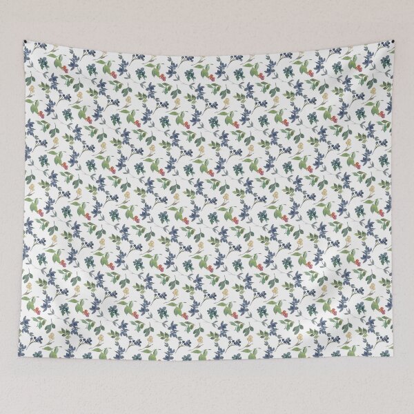 Item preview, Flora Blue, Red and Green Leaves Pattern designed and sold by Luxe Lilly  & Co..