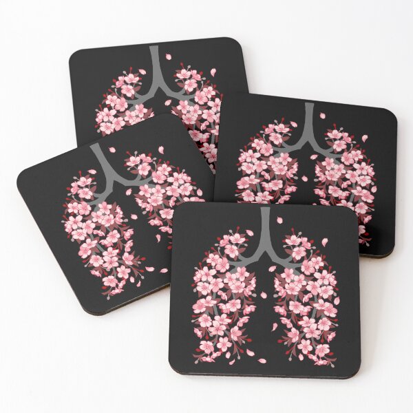 Item preview, Sakura Hanahaki cherry blossom floral lungs | on black designed and sold by arterialmotive.