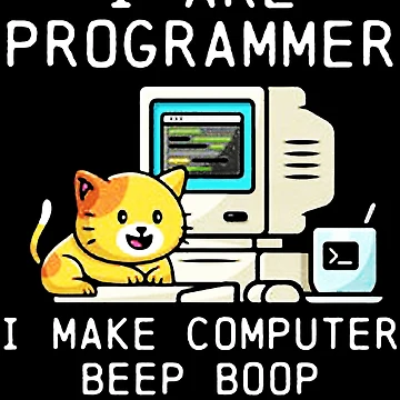 Artwork thumbnail, Programmer Cat Beep Boop Coding by AlanSmithStore