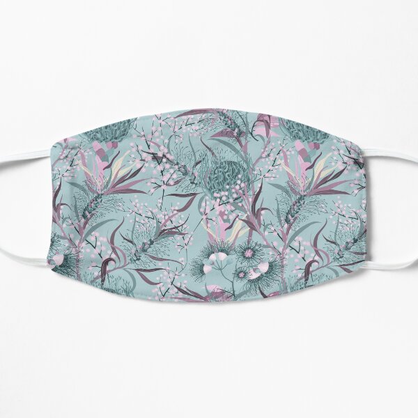 Australian Native Flowers, Pink, purple, Aqua Background Flat Mask