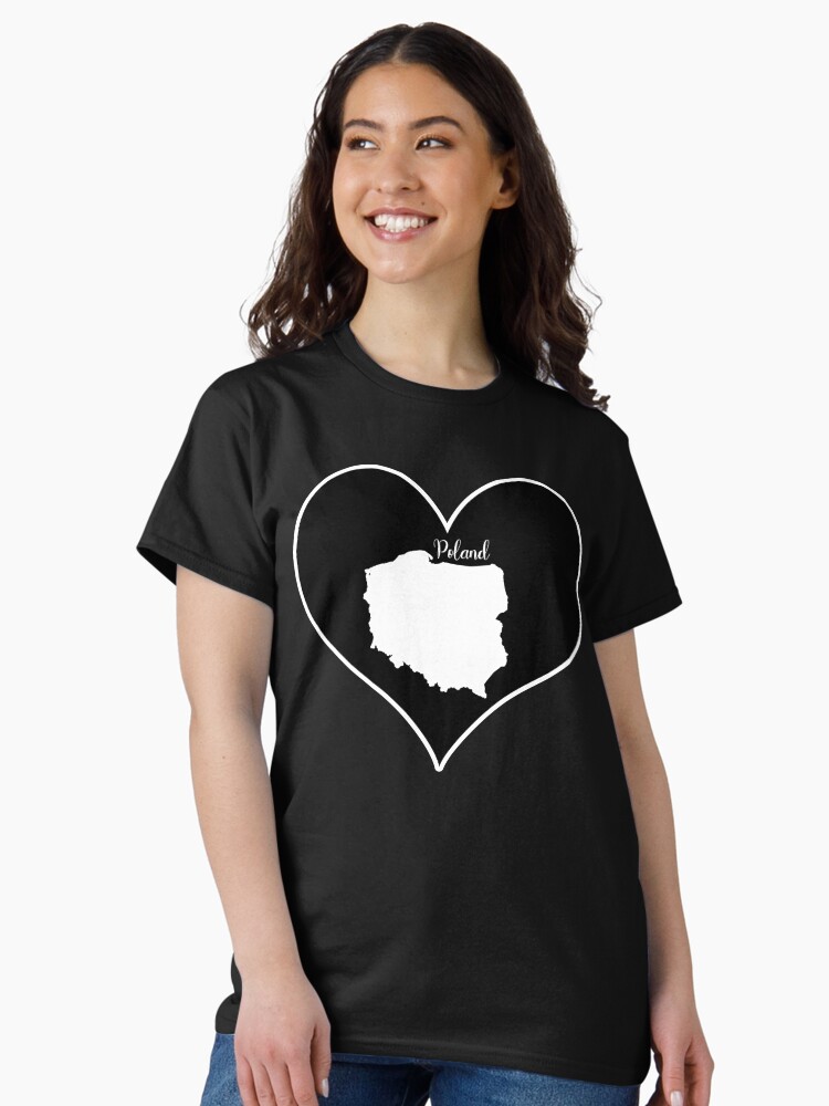 Thumbnail 2 of 7, Classic T-Shirt, Black Heart Poland Map designed and sold by Astralia.