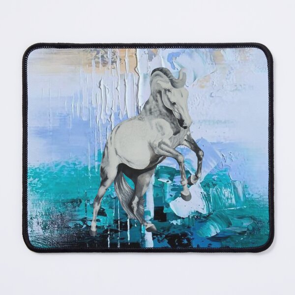 Item preview, Rearing Stallion in Blue Abstract Background designed and sold by Kathysartroom.
