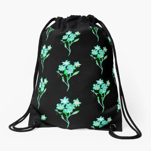 Dragonfly and Flower Charm Drawstring Bag