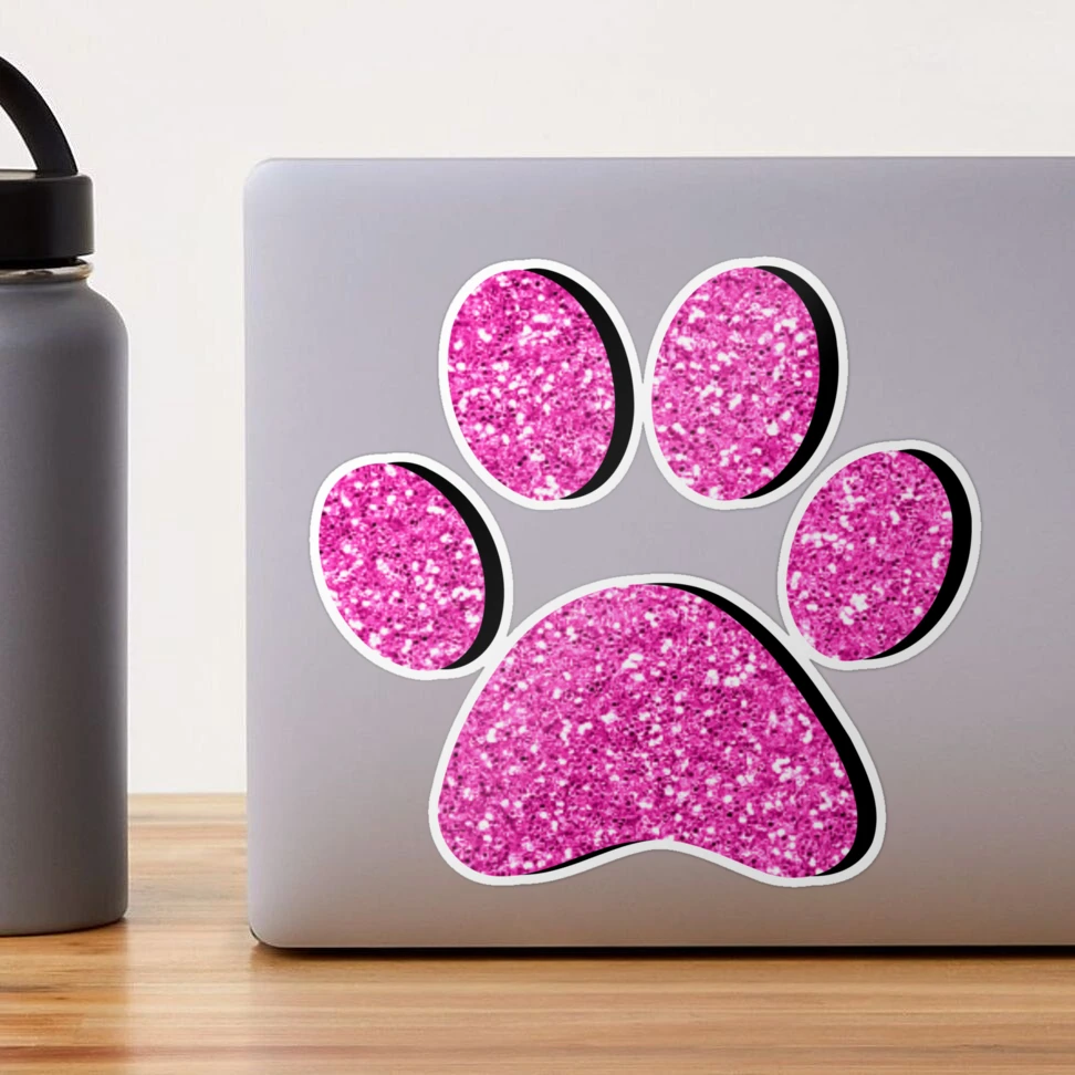 Pink Glitter Paw Print Pet Tag - Mister Minit