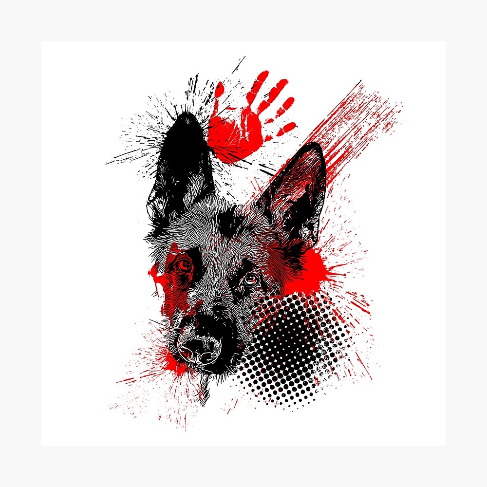 German Shepherd Tattoo Style Trash Polka