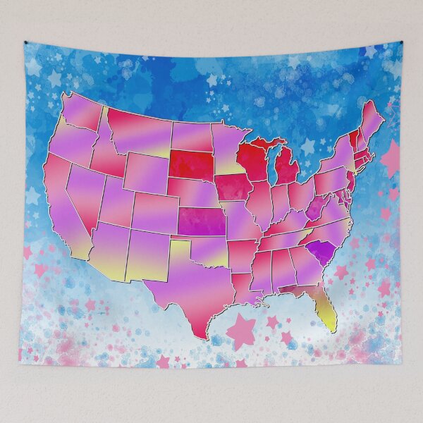 Item preview, united states map 3 designed and sold by BekimART.