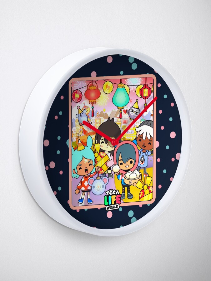 "Beautiful birthday of toca boca, toca life world. aesthetic." Clock by