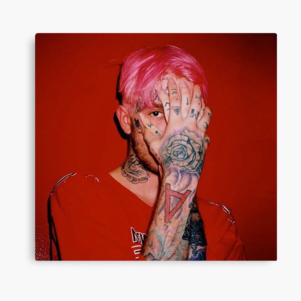 lil peep daddy tattoo,Lil Peep smoking,Lil Peep pink hair,Canvas poster
