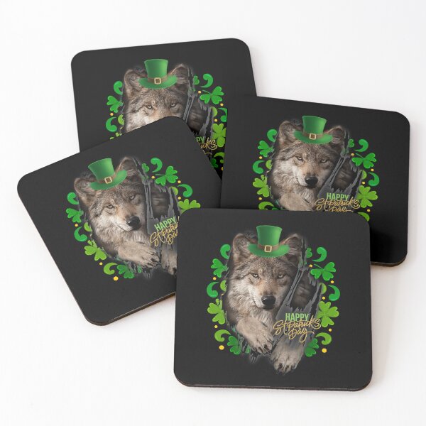 Item preview, St Patrick's Day Irish Saint Patrick Shamrock Brown Wolf designed and sold by Barnissim.