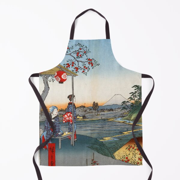 Item preview, Two women at an outdoor teahouse stall at Zōshigaya with Mount Fuji in the distance (Restored Japanese Artwork) designed and sold by PromoteProgress.