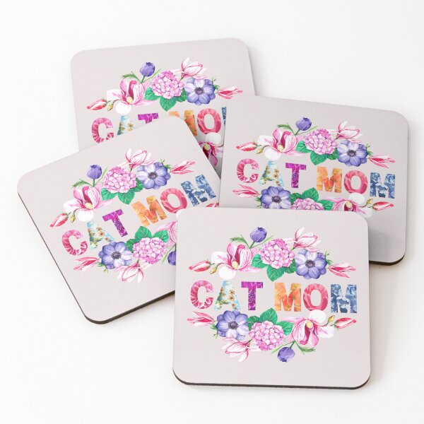 Artikelvorschau, Cat Mom Floral Lettering Design - Perfektes Muttertagsgeschenk für Cat Mom | Schöne Blumen gefüllte gemusterte Buchstaben entworfen und verkauft von Pawfect-Purr.