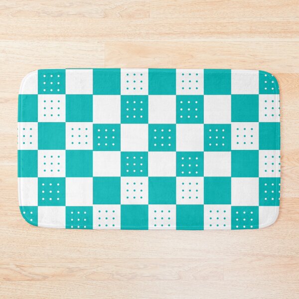 Item preview, Aquamarine & white doted checkerboard  designed and sold by UniqueDesignHub.